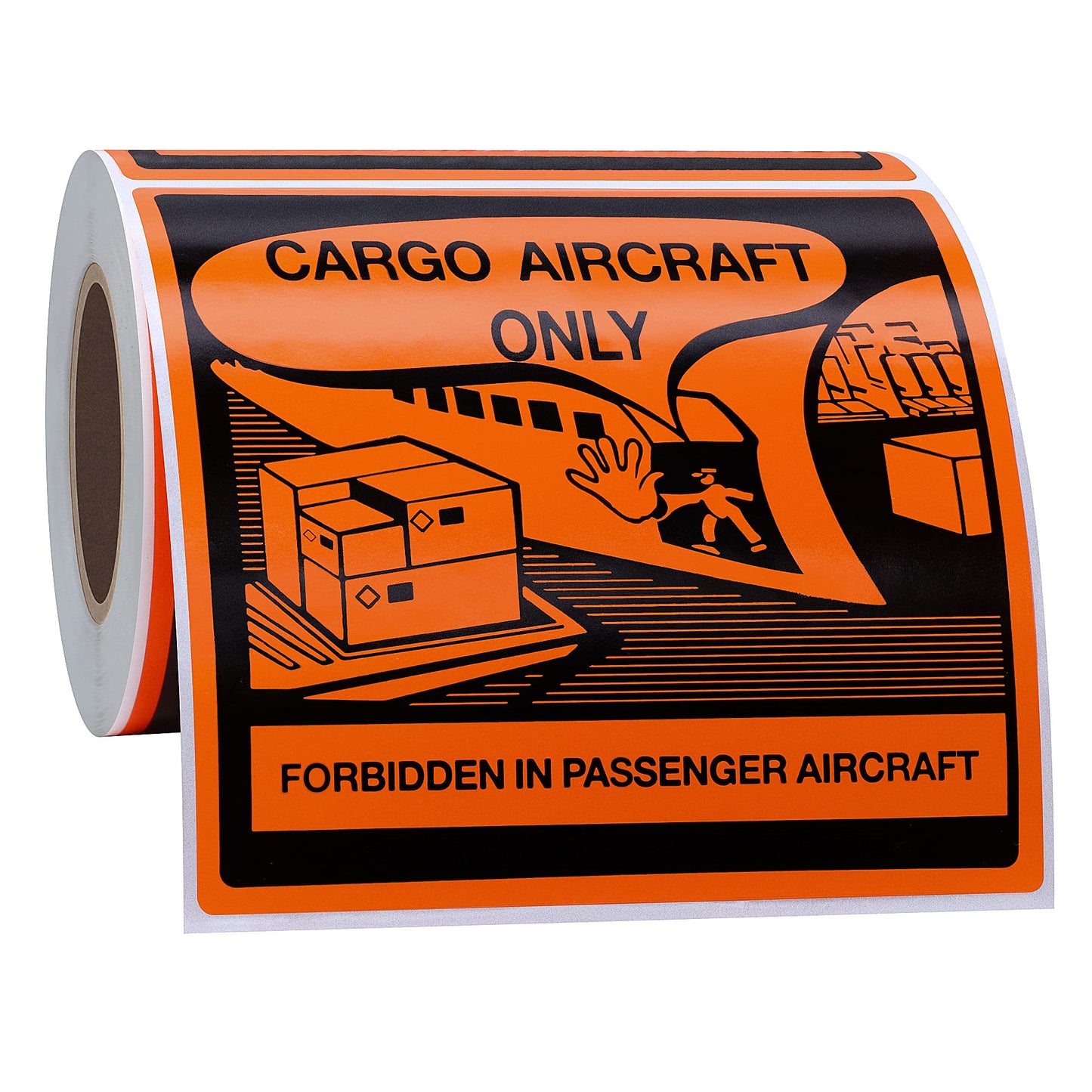 Hybsk Cargo Aircraft Only Warning Labels 4 x 4 Inch Total 100 Adhesive Stickers On a Roll