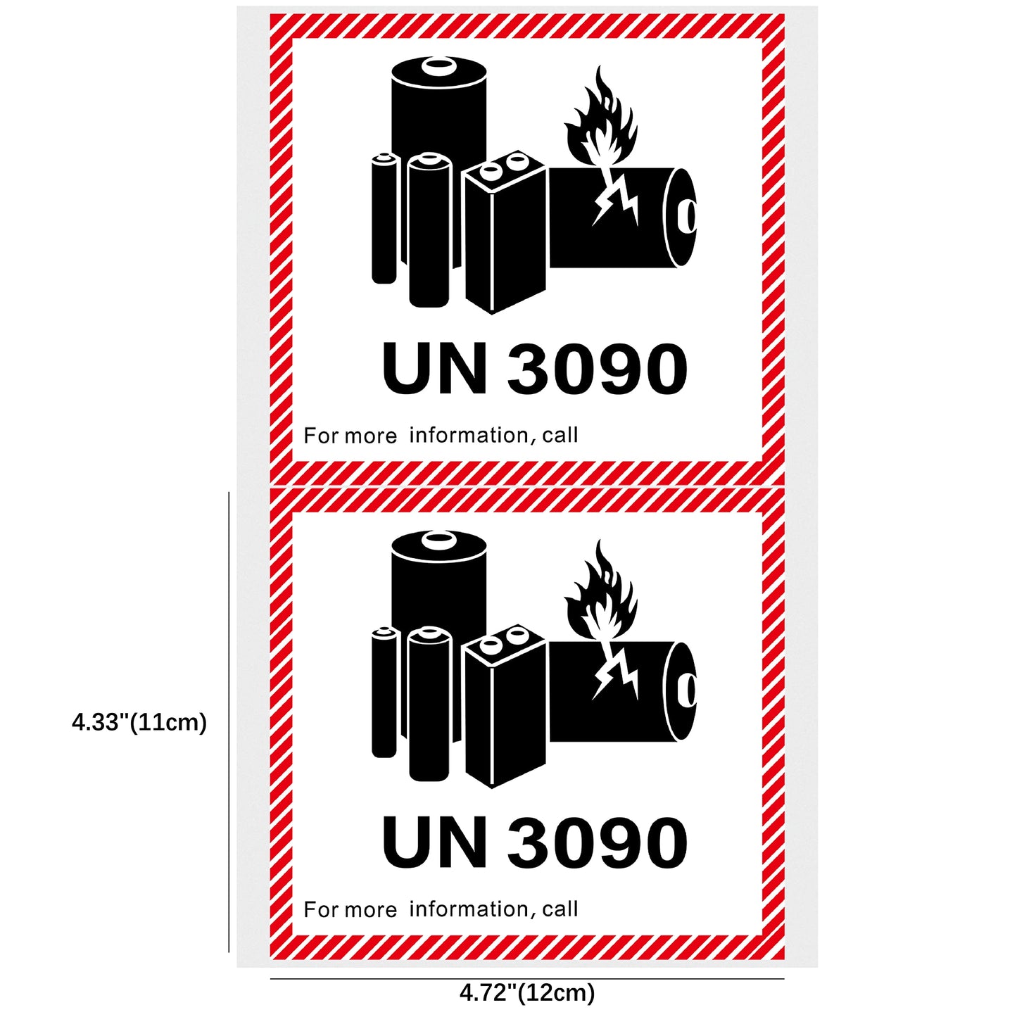 Hybsk 4.7" x 4.3" Lithium Ion Battery Transport Caution Warning Labels 50 Adhesive Stickers