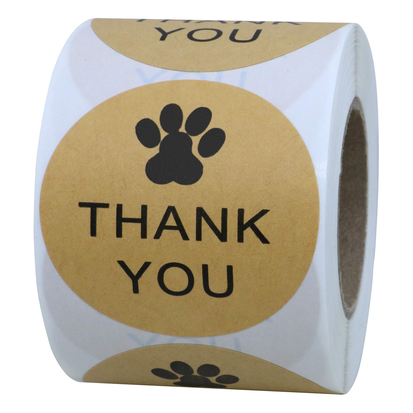 Hybsk Kraft Paw Print Thank You Stickers Dog Paw Print 2 inch Round