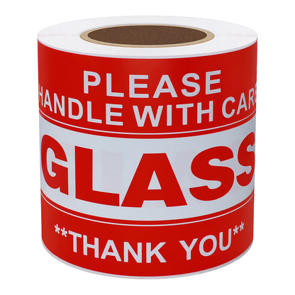 Hybsk 2"*3" Handle with Care Thank You Glass Stickers Adhesive Label 300 Per Roll